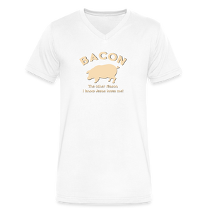 Bacon - Men's V-Neck T-Shirt - white