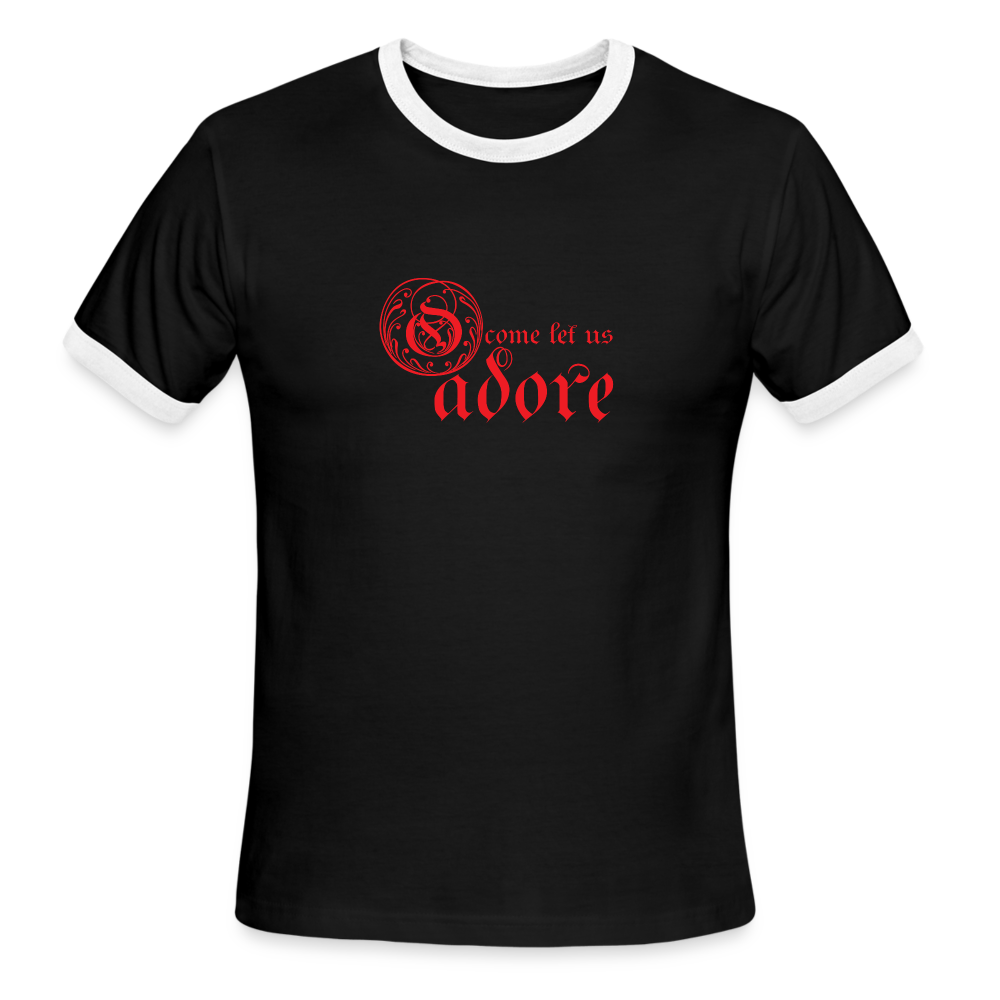 O Come Let Us Adore - Men's Ringer T-Shirt - black/white
