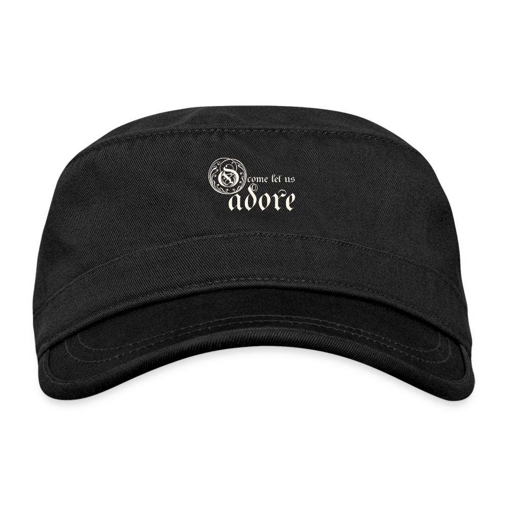 O Come Let Us Adore - Organic Cadet Cap - black