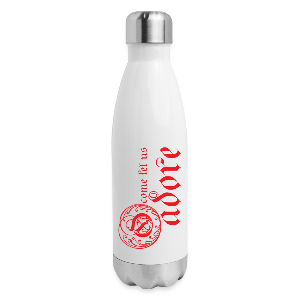 O Come Let Us Adore - Insulated Stainless Steel Water Bottle - white