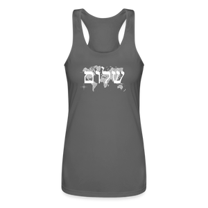 Peace on Earth - Women’s Performance Racerback Tank Top - charcoal