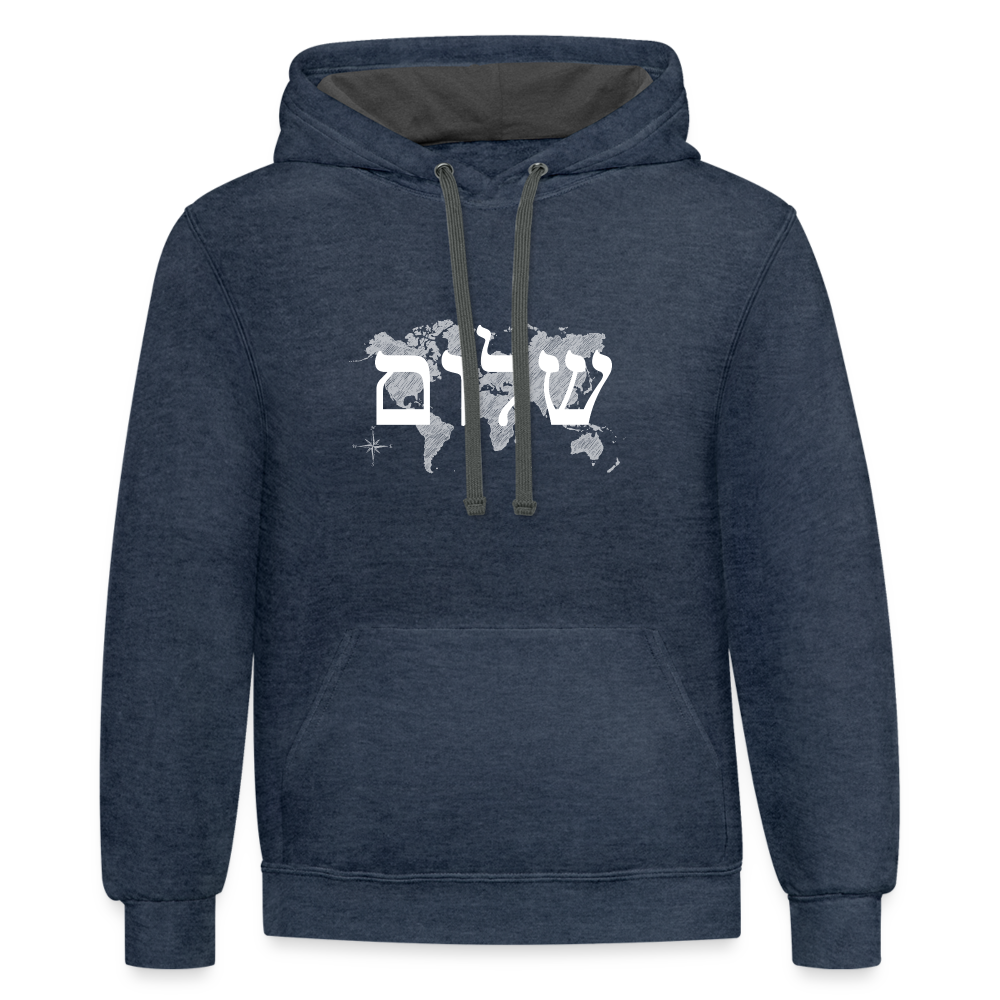 Peace on Earth - Unisex Contrast Hoodie - indigo heather/asphalt