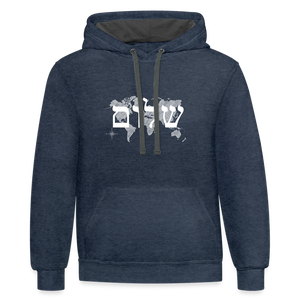 Peace on Earth - Unisex Contrast Hoodie - indigo heather/asphalt