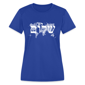 Peace on Earth - Women's Moisture Wicking Performance T-Shirt - royal blue