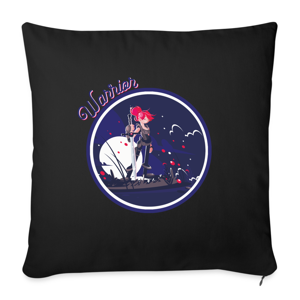 Warrior (Female) - Throw Pillow Cover - black