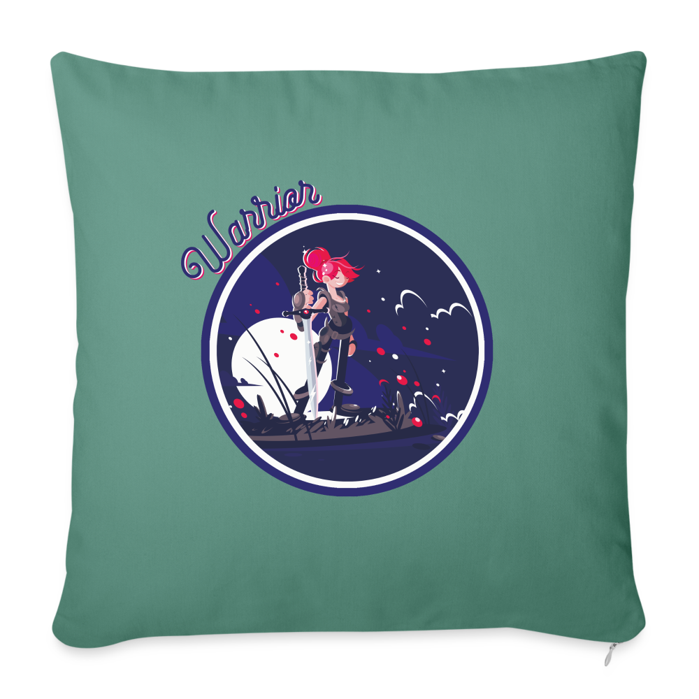 Warrior (Female) - Throw Pillow Cover - cypress green