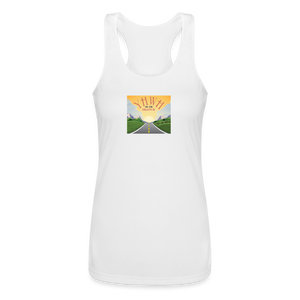 YHWH or the Highway - Women’s Performance Racerback Tank Top - white