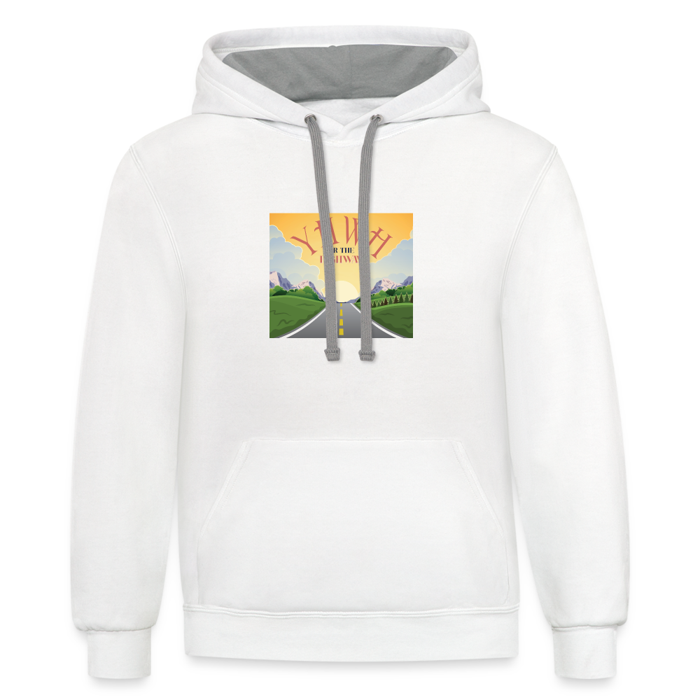 YHWH or the Highway - Contrast Hoodie - white/gray