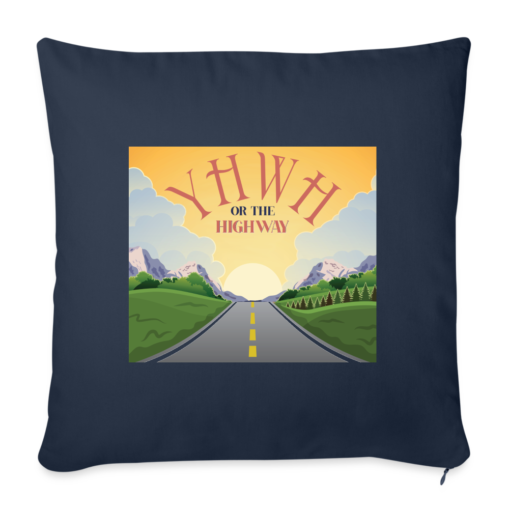 YHWH or the Highway - Throw Pillow Cover - navy