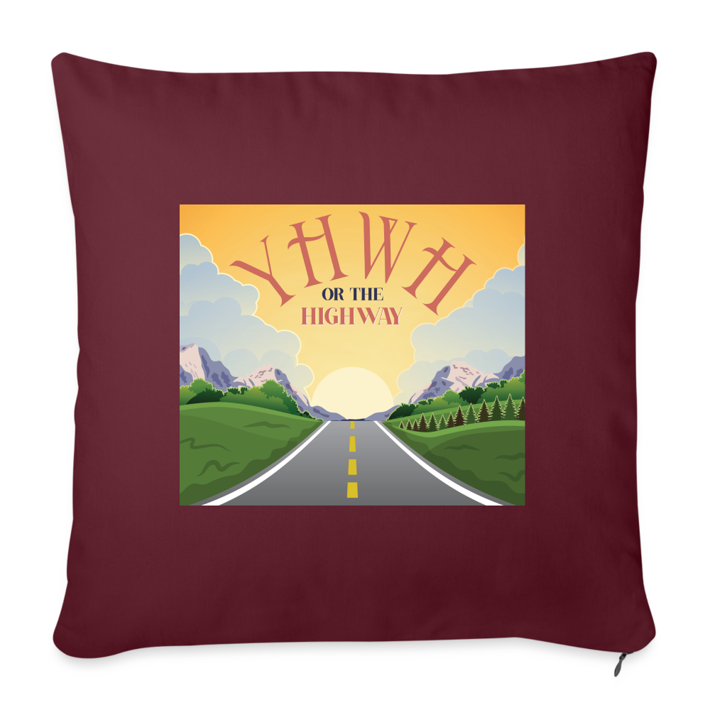YHWH or the Highway - Throw Pillow Cover - burgundy