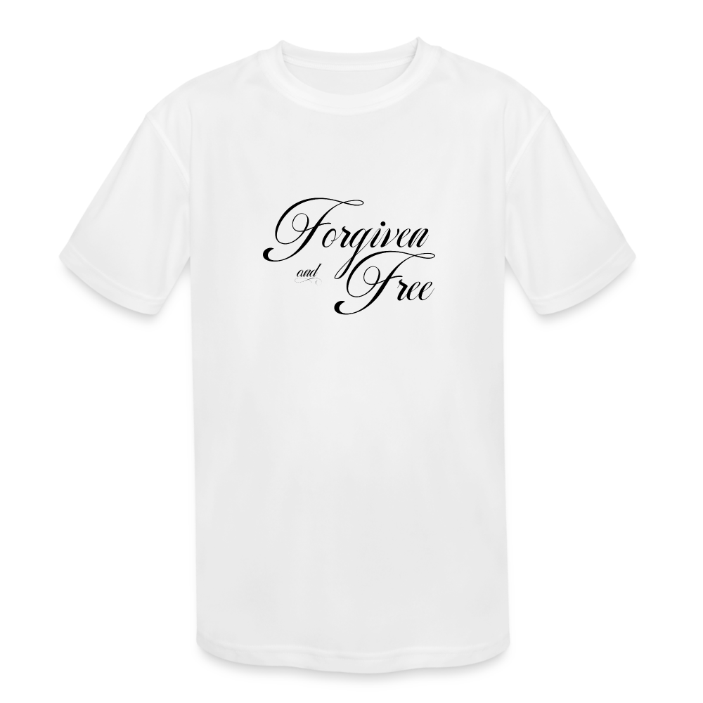 Forgiven & Free - Kids' Moisture Wicking Performance T-Shirt - white