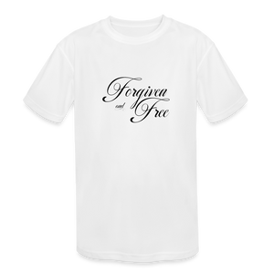 Forgiven & Free - Kids' Moisture Wicking Performance T-Shirt - white