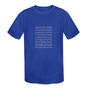 Fruit of the Spirit - Kids' Moisture Wicking Performance T-Shirt - royal blue