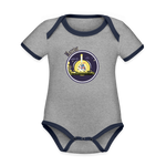Warrior (Male) - Organic Contrast Short Sleeve Baby Bodysuit - heather gray/navy