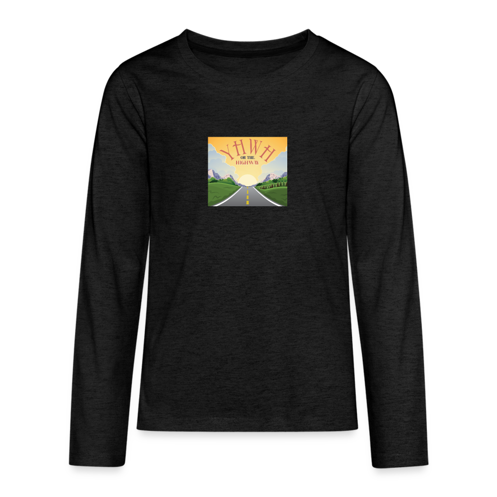 YHWH or the Highway - Kids' Premium Long Sleeve T-Shirt - charcoal grey