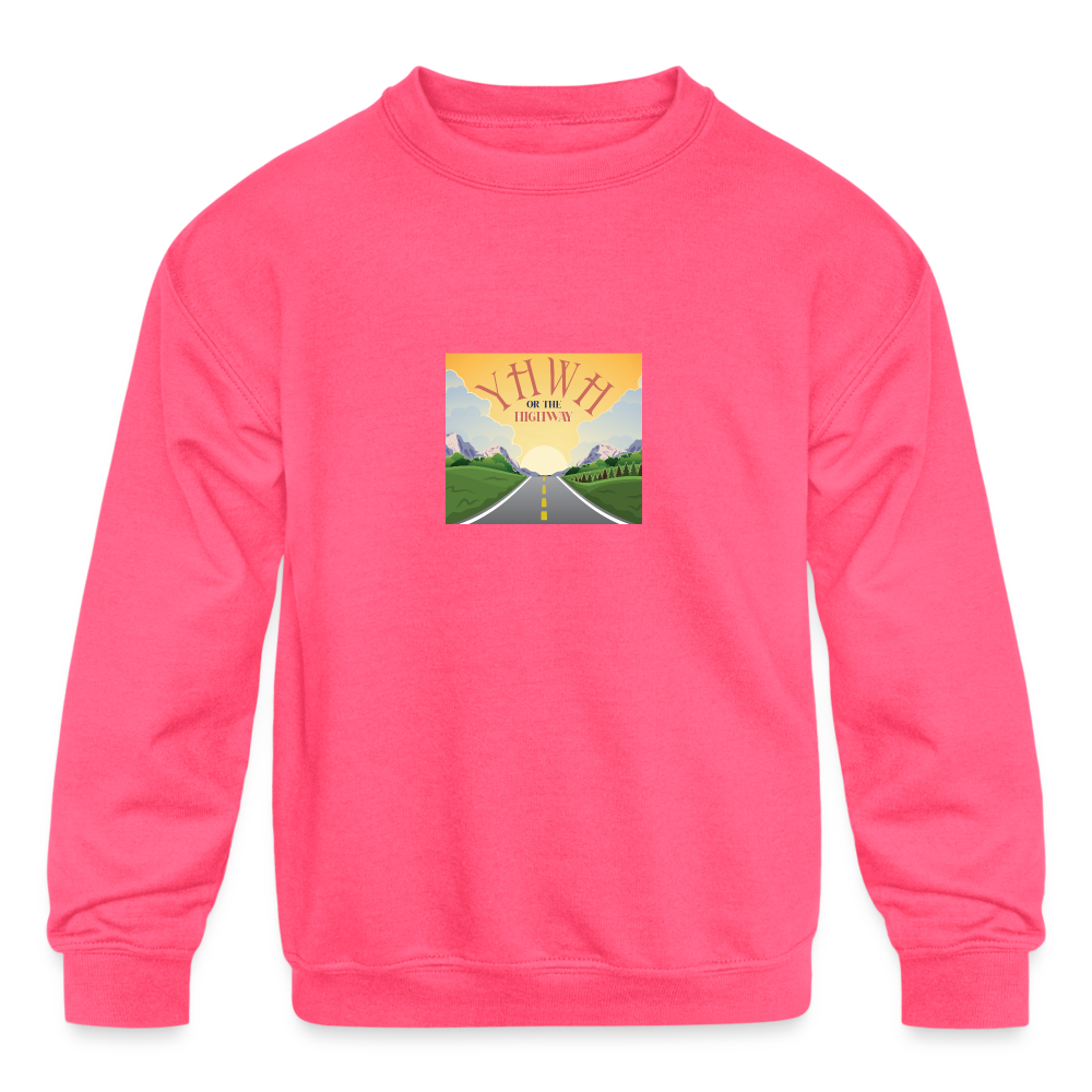YHWH or the Highway - Kids' Crewneck Sweatshirt - neon pink