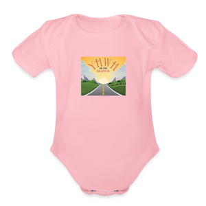 YHWH or the Highway - Organic Short Sleeve Baby Bodysuit - light pink