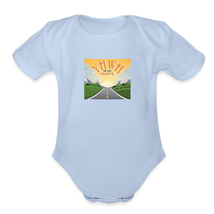 YHWH or the Highway - Organic Short Sleeve Baby Bodysuit - sky