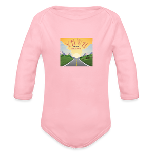 YHWH or the Highway - Organic Long Sleeve Baby Bodysuit - light pink