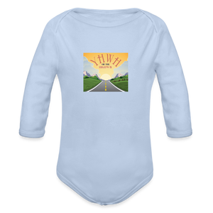 YHWH or the Highway - Organic Long Sleeve Baby Bodysuit - sky