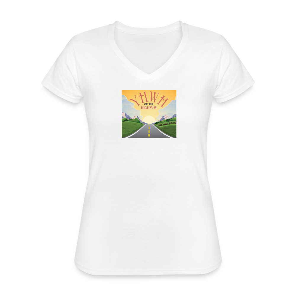 YHWH or the Highway - Women's V-Neck T-Shirt - white