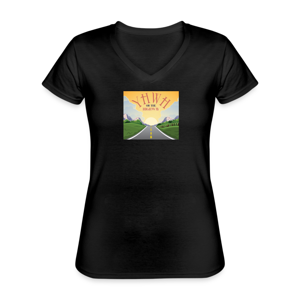 YHWH or the Highway - Women's V-Neck T-Shirt - black