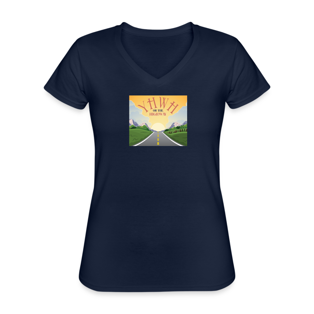YHWH or the Highway - Women's V-Neck T-Shirt - navy