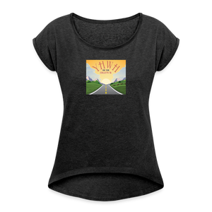YHWH or the Highway - Women's Roll Cuff T-Shirt - heather black
