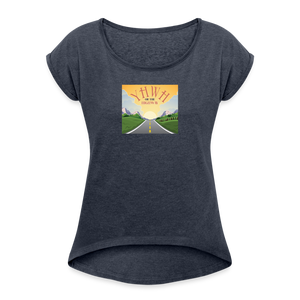 YHWH or the Highway - Women's Roll Cuff T-Shirt - navy heather