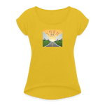 YHWH or the Highway - Women's Roll Cuff T-Shirt - mustard yellow