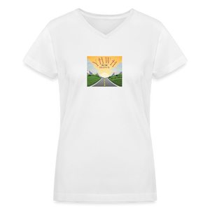 YHWH or the Highway - Women's Shallow V-Neck T-Shirt - white