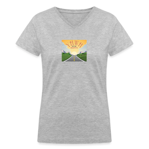 YHWH or the Highway - Women's Shallow V-Neck T-Shirt - gray