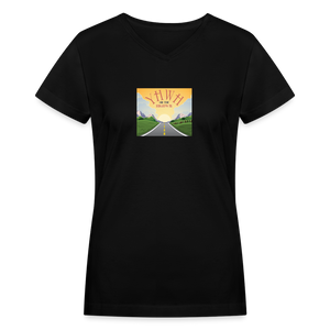 YHWH or the Highway - Women's Shallow V-Neck T-Shirt - black