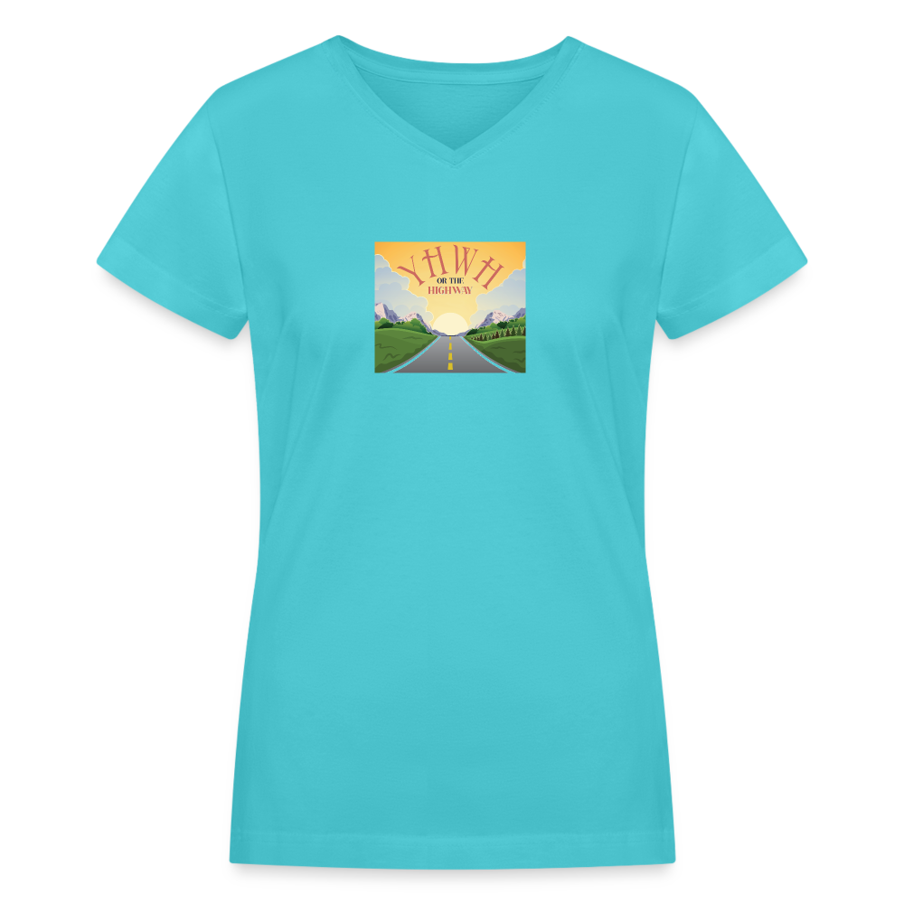 YHWH or the Highway - Women's Shallow V-Neck T-Shirt - aqua