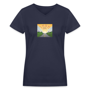YHWH or the Highway - Women's Shallow V-Neck T-Shirt - navy