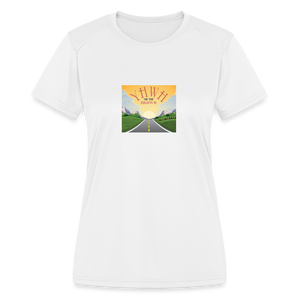 YHWH or the Highway - Women's Moisture Wicking Performance T-Shirt - white