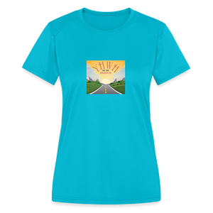 YHWH or the Highway - Women's Moisture Wicking Performance T-Shirt - turquoise