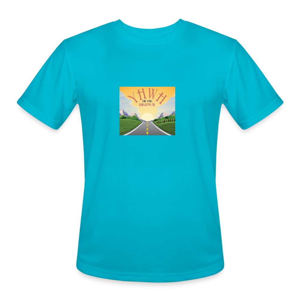 YHWH or the Highway - Men’s Moisture Wicking Performance T-Shirt - turquoise