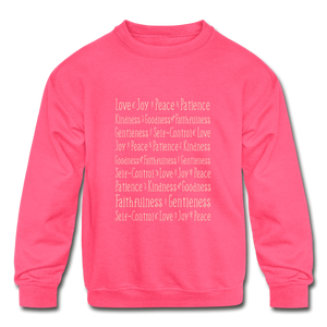 Fruit of the Spirit - Kids' Crewneck Sweatshirt - neon pink