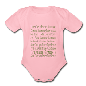 Fruit of the Spirit - Organic Short Sleeve Baby Bodysuit - light pink