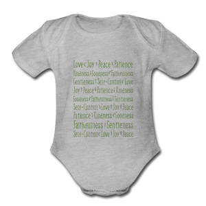 Fruit of the Spirit - Organic Short Sleeve Baby Bodysuit - heather gray
