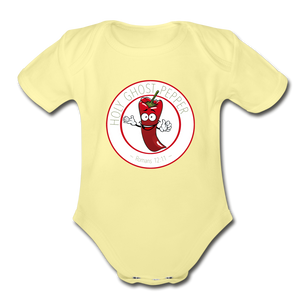 Holy Ghost Pepper - Organic Short Sleeve Baby Bodysuit - washed yellow