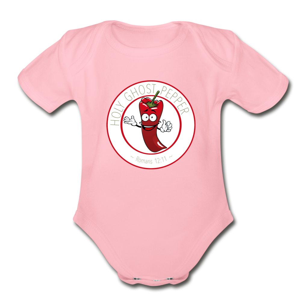 Holy Ghost Pepper - Organic Short Sleeve Baby Bodysuit - light pink