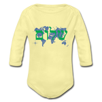 Peace on Earth - Organic Long Sleeve Baby Bodysuit - washed yellow