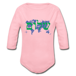 Peace on Earth - Organic Long Sleeve Baby Bodysuit - light pink