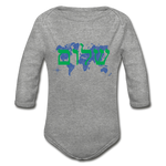 Peace on Earth - Organic Long Sleeve Baby Bodysuit - heather gray