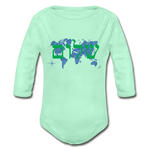 Peace on Earth - Organic Long Sleeve Baby Bodysuit - light mint