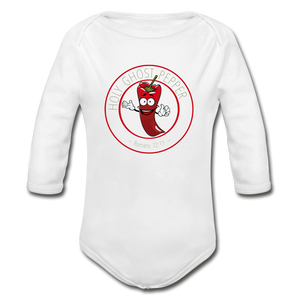 Holy Ghost Pepper - Organic Long Sleeve Baby Bodysuit - white