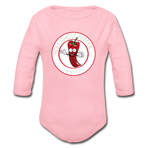 Holy Ghost Pepper - Organic Long Sleeve Baby Bodysuit - light pink