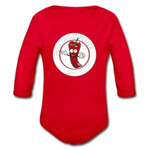 Holy Ghost Pepper - Organic Long Sleeve Baby Bodysuit - red